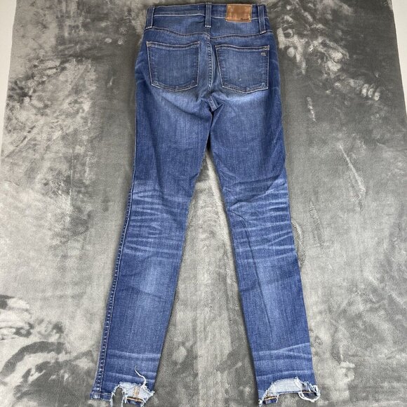 Madewell Womens 10” High-Rise Skinny Blue Denim Distressed Jeans Size 24 - Picture 2 of 11